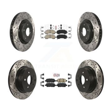 Front Rear Ceramic Pad Coated Drill Slot Disc Brake Rotor Kit For 2016-2017 INFINITI QX50 KDA-101788