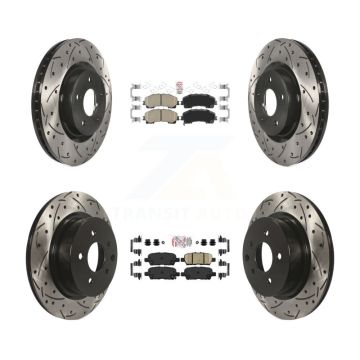 Front Rear Ceramic Pad Coated Drill Slot Disc Brake Rotor Kit For 2016-2017 INFINITI QX50 KDA-101789