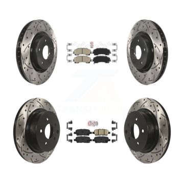 Front Rear Ceramic Pad Coated Drill Slot Disc Brake Rotor Kit For 2016-2017 INFINITI QX50 KDA-101790