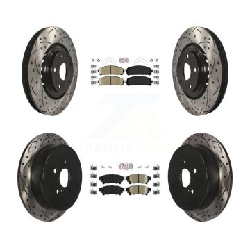 Front Rear Ceramic Pad Drill Slot Disc Brake Rotor Kit For Toyota Sienna Highlander Lexus KDA-101801