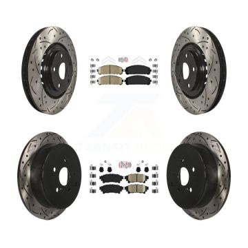 Front Rear Ceramic Pad Drill Slot Disc Brake Rotor Kit For Toyota Sienna Highlander Lexus KDA-101802