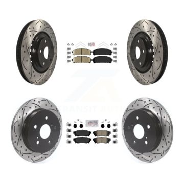 Front Rear Ceramic Pad Coat Drill Slot Disc Brake Rotor Kit For Lexus NX300 NX200t NX300h KDA-101805