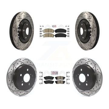 Front Rear Ceramic Pad Coat Drill Slot Disc Brake Rotor Kit For Lexus NX300 NX200t NX300h KDA-101806