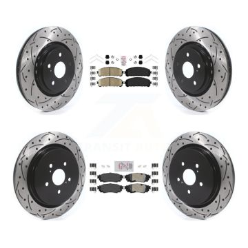 Front Rear Ceramic Pad Drilled Slot Brake Rotor Kit For Lexus RX350 RX450h RX350L RX450hL KDA-101812