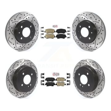 Front Rear Ceramic Pad Coated Drill Slot Disc Brake Rotors Kit For Hyundai Accent Kia Rio KDA-101815