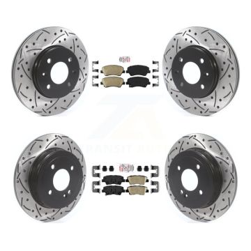 Front Rear Ceramic Pad Coated Drill Slot Disc Brake Rotors Kit For Hyundai Accent Kia Rio KDA-101816