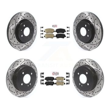Front Rear Ceramic Pads And Coated Drilled Slotted Disc Brake Rotors Kit For Kia Rio KDA-101817