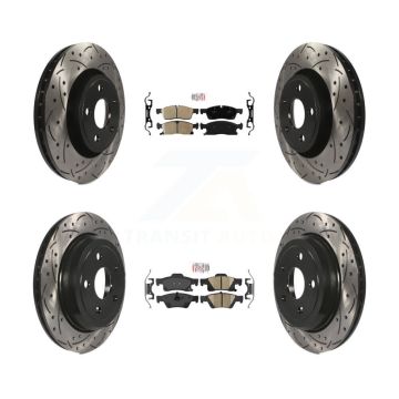 Front Rear Ceramic Pad Coated Drill Slot Disc Brake Rotors Kit For Jeep Grand Cherokee WK KDA-101818