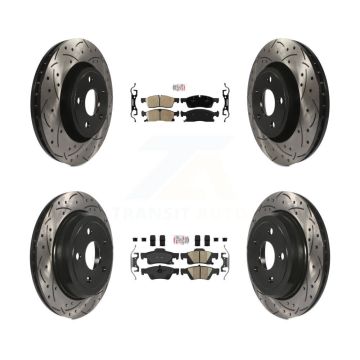 Front Rear Ceramic Pad Coated Drill Slot Disc Brake Rotors Kit For Jeep Grand Cherokee WK KDA-101819