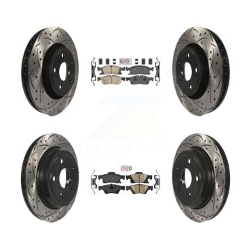 Front Rear Ceramic Pad Coated Drill Slot Disc Brake Rotors Kit For Jeep Grand Cherokee WK KDA-101826