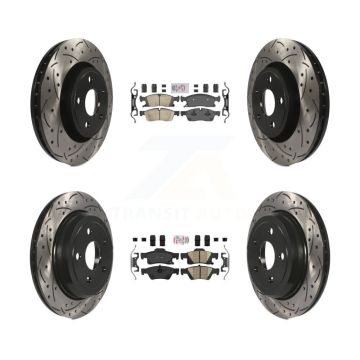 Front Rear Ceramic Pad Coated Drill Slot Disc Brake Rotors Kit For Jeep Grand Cherokee WK KDA-101827