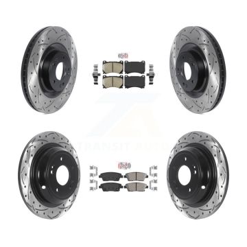 Front Rear Ceramic Pad Drill Slot Disc Brake Rotor Kit For 2012-2014 Hyundai Genesis 5.0L KDA-101835