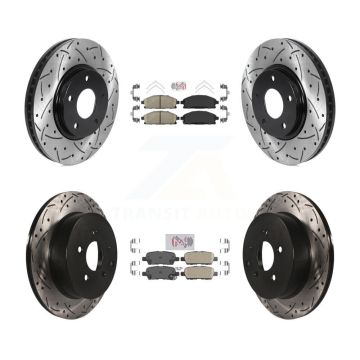 Front Rear Ceramic Pad Coated Drill Slot Disc Brake Rotors Kit For 2004-2009 Nissan Quest KDA-101837