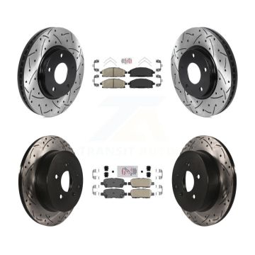 Front Rear Ceramic Pad Coated Drill Slot Disc Brake Rotors Kit For 2004-2009 Nissan Quest KDA-101838