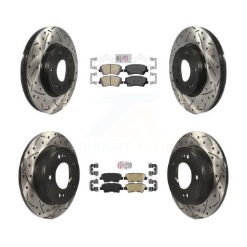 Front Rear Ceramic Pad Drilled Slot Disc Brake Rotors Kit For Hyundai Veloster Elantra GT KDA-101843