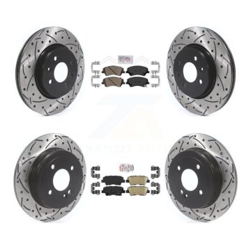Front Rear Ceramic Pad Coated Drill Slot Disc Brake Rotors Kit For Kia Rio Hyundai Accent KDA-101848