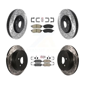 Front Semi-Metallic Rear Ceramic Pad Drilled Slot Brake Rotor Kit For 09-12 INFINITI FX35 KDA-101851