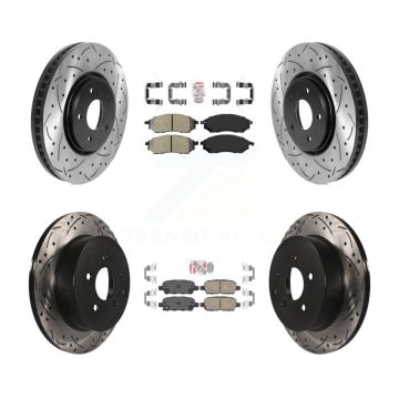 Front Semi-Metallic Rear Ceramic Pad Drilled Slot Brake Rotor Kit For 09-12 INFINITI FX35 KDA-101852