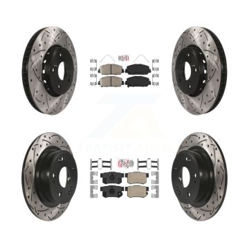 Front Rear Ceramic Pad And Coated Drilled Slotted Disc Brake Rotor Kit For 2016 Acura ILX KDA-101853