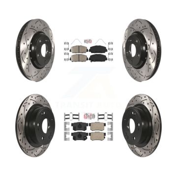 Front Rear Ceramic Pad & Coated Drilled Slot Disc Brake Rotor Kit For 2017-2022 Acura ILX KDA-101854