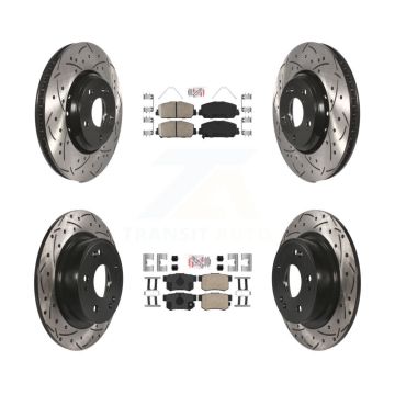 Front Rear Ceramic Pad & Coated Drilled Slot Disc Brake Rotor Kit For 2017-2022 Acura ILX KDA-101855