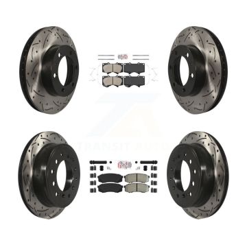 Front Ceramic Rear Semi-Metallic Pad & Drilled Slot Brake Rotor Kit For Toyota FJ Cruiser KDA-101861