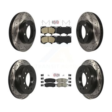 Front Ceramic Rear Semi-Metallic Pad & Drilled Slot Brake Rotor Kit For Toyota FJ Cruiser KDA-101862