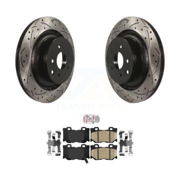 Rear Coat Drill Slot Disc Brake Rotors Ceramic Pad Kit For INFINITI G37 Nissan 370Z Q60 Z KDA-101895