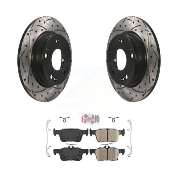 Rear Coated Drilled Slotted Disc Brake Rotors And Ceramic Pads Kit For Honda Civic KDA-101902