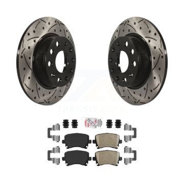 Rear Drilled Slot Disc Brake Rotor Ceramic Pad Kit For Volkswagen GTI Eos Audi A3 Quattro KDA-101918