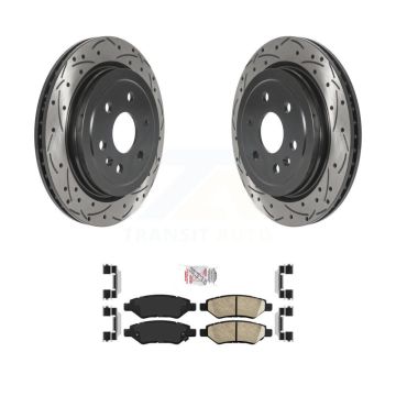 Rear Coated Drilled Slotted Disc Brake Rotor & Ceramic Pad Kit For Cadillac SRX Saab 9-4X KDA-101941