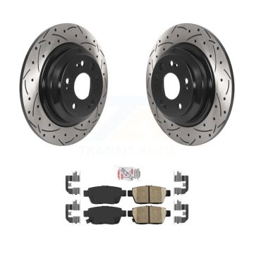 Rear Coated Drilled Slotted Disc Brake Rotors And Ceramic Pads Kit For 2009-2014 Acura TL KDA-101952