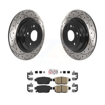 Rear Coated Drilled Slotted Disc Brake Rotors And Ceramic Pads Kit For 2009-2014 Acura TL KDA-101953