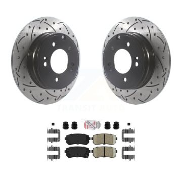 Rear Drilled Slot Disc Brake Rotors Ceramic Pad Kit For Hyundai Tucson Sonata Kia Cadenza KDA-102000