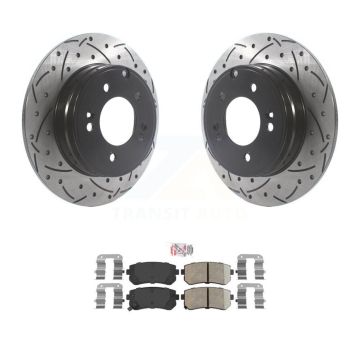Rear Drilled Slot Disc Brake Rotors Ceramic Pad Kit For Hyundai Tucson Sonata Kia Cadenza KDA-102001