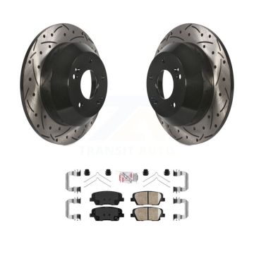 Rear Drilled Slot Brake Rotor & Ceramic Pad Kit For Kia Sorento Hyundai Santa Fe Sport XL KDA-102005