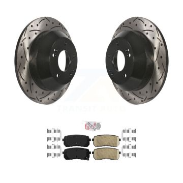 Rear Coated Drilled Slotted Disc Brake Rotor And Ceramic Pad Kit For 2015-2021 Kia Sedona KDA-102007