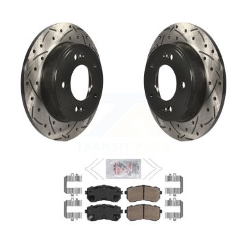 Rear Coated Drilled Slotted Disc Brake Rotors Ceramic Pad Kit For Hyundai Kona Kia Seltos KDA-102012