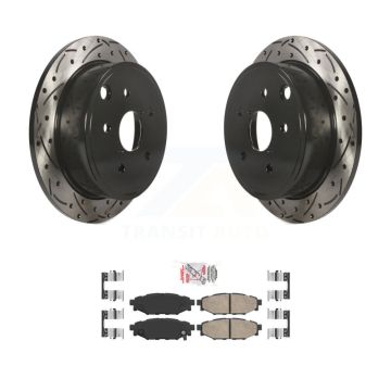 Rear Coated Drilled Slotted Disc Brake Rotors And Ceramic Pads Kit For Subaru WRX KDA-102015