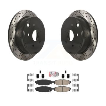 Rear Coated Drilled Slotted Disc Brake Rotors And Ceramic Pads Kit For Subaru WRX KDA-102016