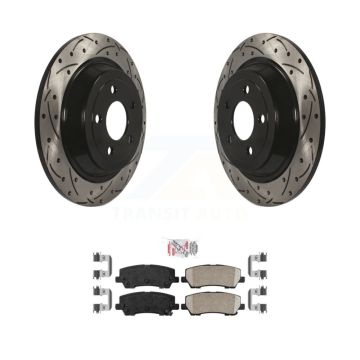 Rear Coated Drilled Slotted Disc Brake Rotors And Ceramic Pads Kit For Ford Mustang KDA-102019