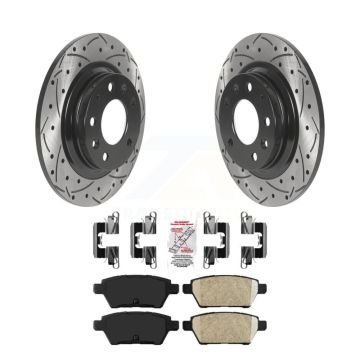 Rear Drilled Slot Brake Rotors Ceramic Pad Kit For Ford Fusion Mazda 6 Lincoln MKZ Zephyr KDA-102022