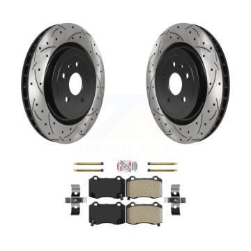 Rear Drill Slot Disc Brake Rotors Semi-Metallic Pad Kit For Chevrolet Camaro Cadillac CTS KDA-102026
