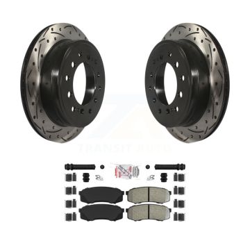 Rear Drill Slot Disc Brake Rotors Semi-Metallic Pad Kit For Toyota 4Runner Lexus GX460 FJ KDA-102032
