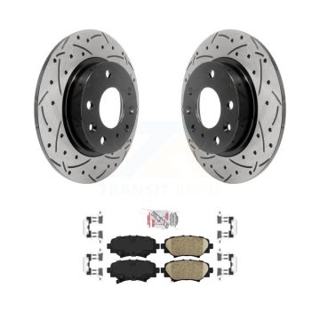 Rear Coated Drilled Slotted Disc Brake Rotors And Ceramic Pads Kit For Mazda 3 Sport KDA-102033