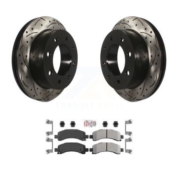 Rear Drill Slot Disc Brake Rotor Semi-Metallic Pad Kit For GMC Chevrolet Savana 3500 2500 KDA-102041