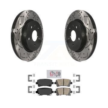 Rear Drill Slot Brake Rotor Ceramic Pad Kit For Buick Chevrolet Malibu LaCrosse Regal 9-5 KDA-102050