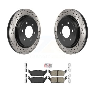 Rear Drilled Slot Brake Rotor Ceramic Pad Kit For Ford F-150 Expedition Lincoln Navigator KDA-102053