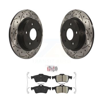 Rear Coated Drilled Slotted Disc Brake Rotors And Ceramic Pads Kit For Ford Focus KDA-102055