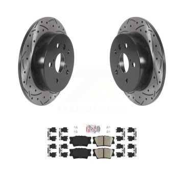 Rear Coated Drilled Slotted Disc Brake Rotors And Ceramic Pads Kit For Toyota Camry KDA-102059
